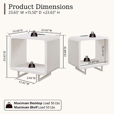 Nightstand Set of 2 with Charging Station, Modern 23.6" Tall End Table with Drawer