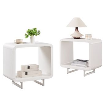 Nightstand Set of 2 with Charging Station, Modern 23.6" Tall End Table with Drawer