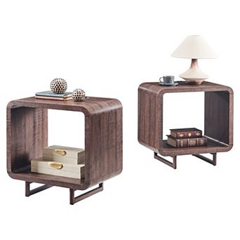 Nightstand Set of 2 with Charging Station, Modern 23.6" Tall End Table with Drawer