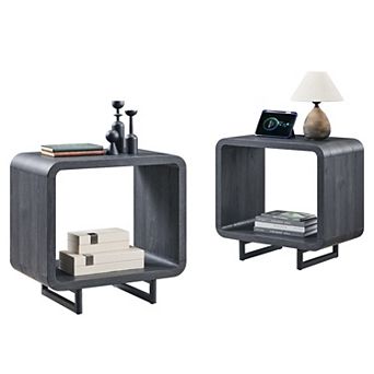 Nightstand Set of 2 with Charging Station, Modern 23.6" Tall End Table with Drawer