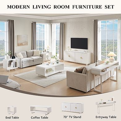 Nightstand with Charging Station, Modern 23.6" Tall End Table with Drawer