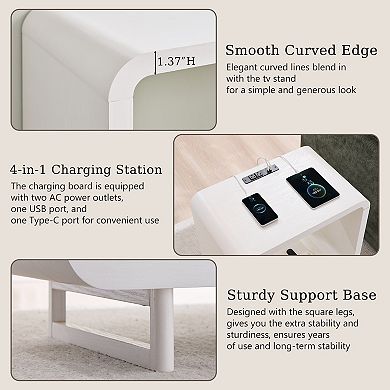 Nightstand with Charging Station, Modern 23.6" Tall End Table with Drawer
