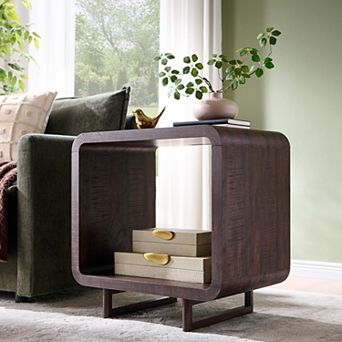 Nightstand with Charging Station, Modern 23.6" Tall End Table with Drawer