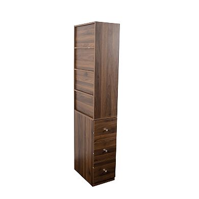 4-Tier Storage Cabinet with 3 Drawers ,Modern Tall Bookshelf for Living Room Office