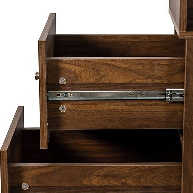 4-Tier Storage Cabinet with 3 Drawers ,Modern Tall Bookshelf for Living Room Office