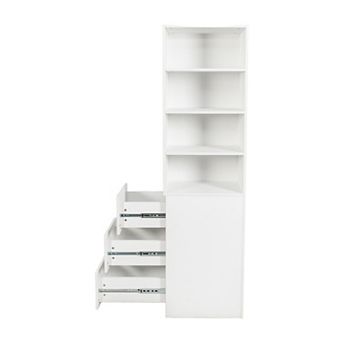 4 tier Storage Cabinet with 3 Drawers ,Modern Tall Bookshelf for Living Room Office