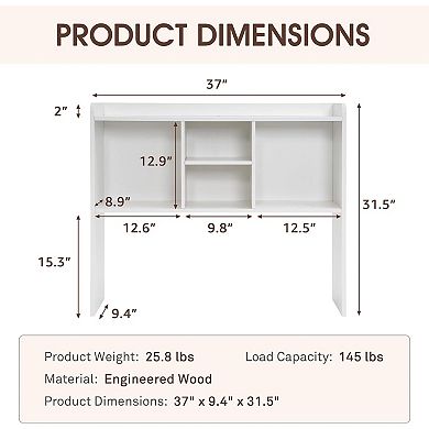 Desktop Bookshelf Desk Storage Hutch with 6 Shelves for Computer Desk 3-Tier Display Organizer Rack