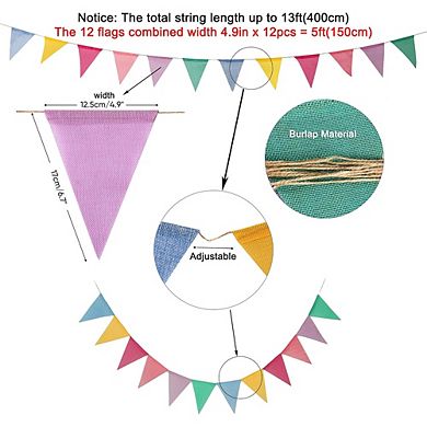 Pastel Triangle Pennant Banner Flags for Birthday, Easter & Party Decor (4 Strings)