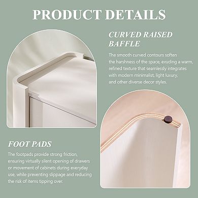 Nightstand with Charging Station, Modern 23.6" Tall Wooden Bedside Table with Drawer