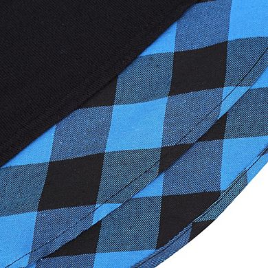 Women's Long Sleeve Contrast Collared Shirts Round Neck Patchwork Work Blouse Plaid Tunics Tops