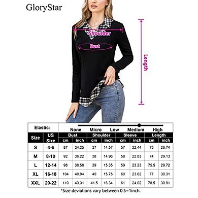 Women's Long Sleeve Contrast Collared Shirts Round Neck Patchwork Work Blouse Plaid Tunics Tops