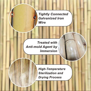 Natural Bamboo Fence Panels for Backyard Privacy - Garden Trellis,Screen & Divider