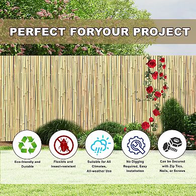 Natural Bamboo Fence Panels for Backyard Privacy - Garden Trellis,Screen & Divider