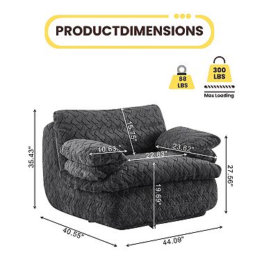 GOMYHOME Oversized 360 ° Swivel Accent Chair, Plush Deep Cushion Upholstered Armchair, Charcoal Gray