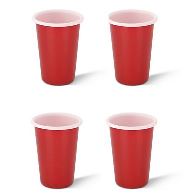 Large Enamel Tumbler Two Tone Set of 4