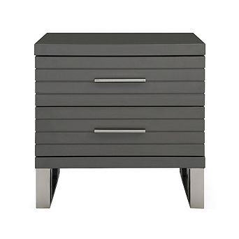 Modrest Splendor - Grey High Gloss Slatted Nightstand