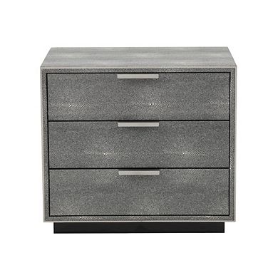 Modrest Dynasty - Modern Shagreen Three Drawer Nightstand