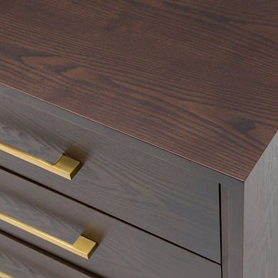 Modrest Manhattan - Contemporary Brown Oak and Gold Nightstand