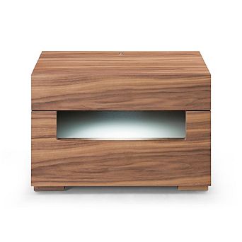 Modrest Ceres - Contemporary LED Walnut Nightstand