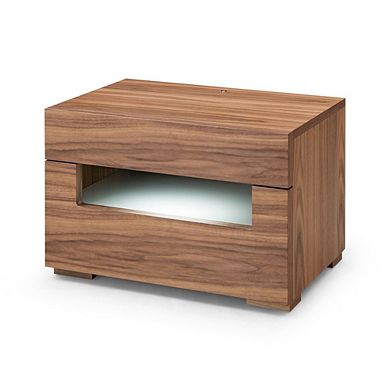 Modrest Ceres - Contemporary LED Walnut Nightstand