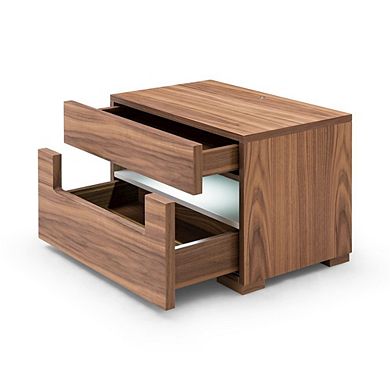 Modrest Ceres - Contemporary LED Walnut Nightstand