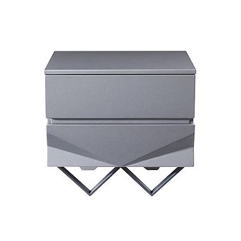 Modrest Duke Modern Grey & Black Gun Chrome Nightstand