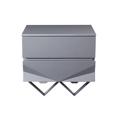 Modrest Duke Modern Grey & Black Gun Chrome Nightstand