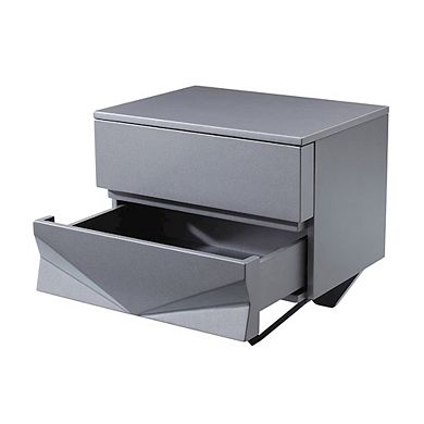 Modrest Duke Modern Grey & Black Gun Chrome Nightstand