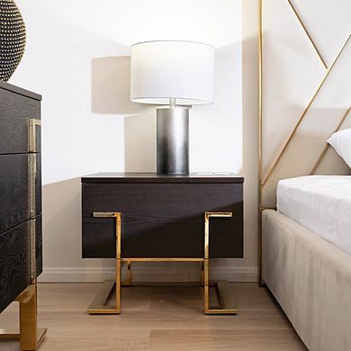 Modrest Moontide Modern Smoked Ash & Gold Nightstand