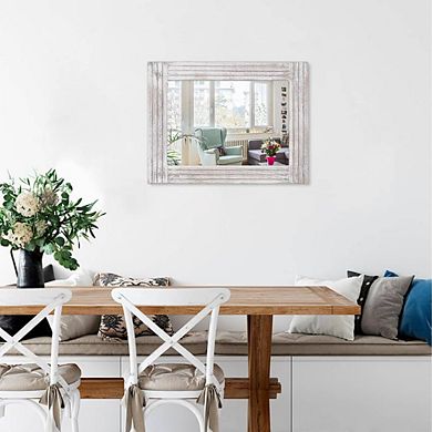Vintage Farmhouse Wooden Frame Accent Mirror