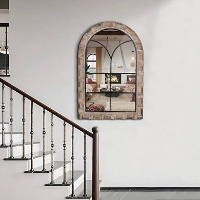 Wood Arched Farmhouse Accent Mirror