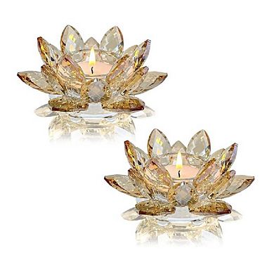 Crystal Lotus Tealight Candle Holders