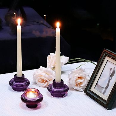 Ribbed Glass Taper Candle Holders