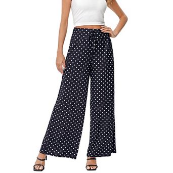 Women's Wide Leg Palazzo Pants High Waist Elastic Drawstring Flowy Lounge Trousers