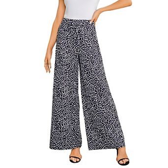 Women's Wide Leg Palazzo Pants High Waist Elastic Drawstring Flowy Lounge Trousers