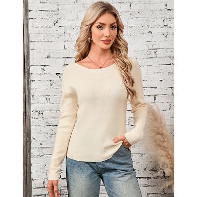 Women's Reversible V-Neck Cardigan Sweater Solid Color 2-Way Wear Knit Top