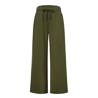 Women's Wide Leg Sweat Pants Elastic Waist with Pockets