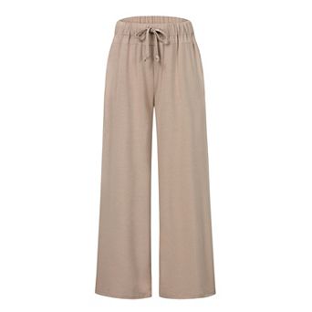 Women's Wide Leg Sweat Pants Elastic Waist with Pockets