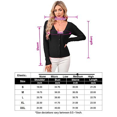 Women's Reversible V-Neck Cardigan Sweater Solid Color 2-Way Wear Knit Top