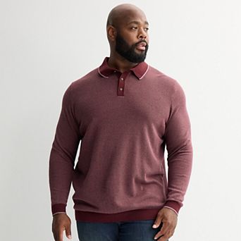 Big & Tall Sonoma Goods For Life® Long Sleeve Birdseye Sweater Polo