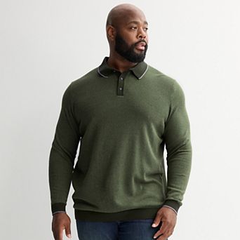 Big & Tall Sonoma Goods For Life® Long Sleeve Birdseye Sweater Polo