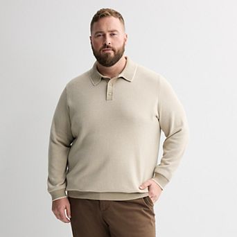 Big & Tall Sonoma Goods For Life® Long Sleeve Birdseye Sweater Polo
