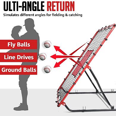 Zealfeel Baseball Rebounder Net 4x4.5FT with 3 Angles, Pitch Back Trainer with 2 Strike Zones