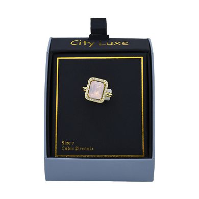 City Luxe Gold Tone Pink Crystal Ring