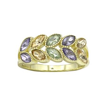 City Luxe Gold Tone Crystal Gemstone Ring