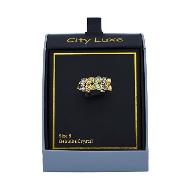 City Luxe Gold Tone Crystal Gemstone Ring