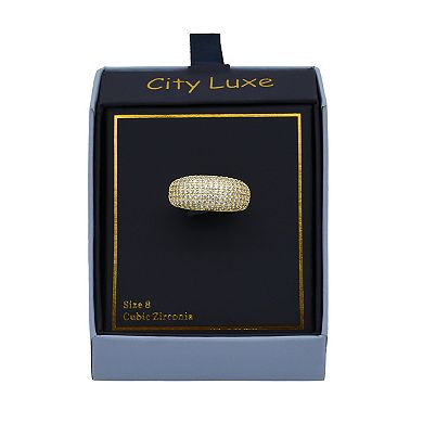 City Luxe Gold-Tone Cubic Zirconia Pave Ring