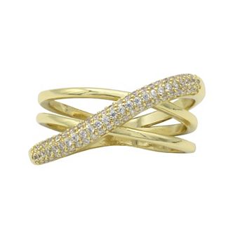 City Luxe Gold-Tone Cubic Zirconia Split Band Ring