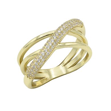 City Luxe Gold-Tone Cubic Zirconia Split Band Ring