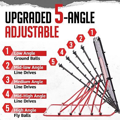 Zealfeel Baseball Rebounder Net 4x4.5FT with 5 Angles, Pitch Back Trainer with 2 Strike Zones